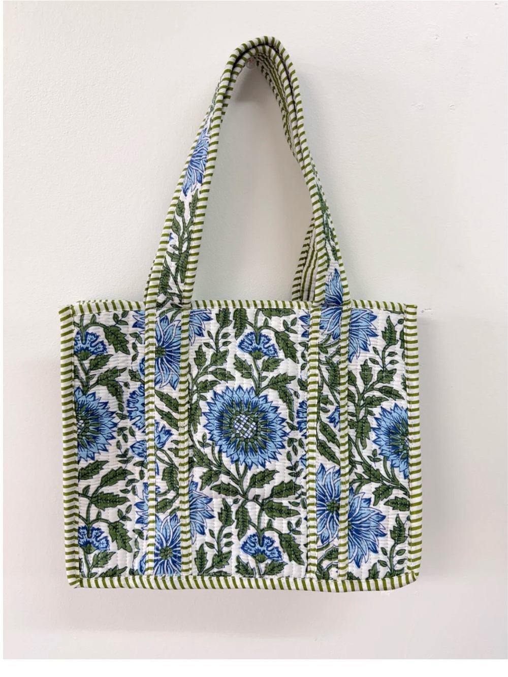 Quilted Bag Blue and Green Pattern